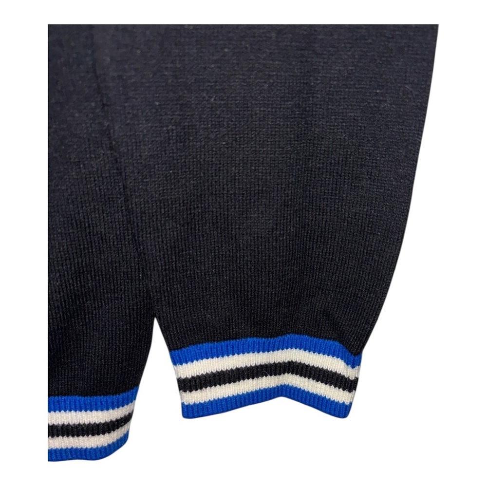Talbots Black Cardigan with Blue/White Stripes, P2P:19”, L:26.5” - Picture 8 of 10